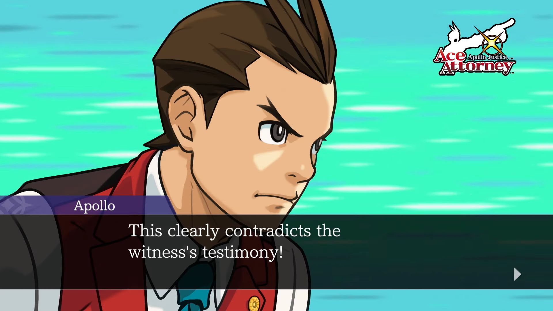 In-game screenshot of Apollo Justice: Ace Attorney Trilogy gameplay