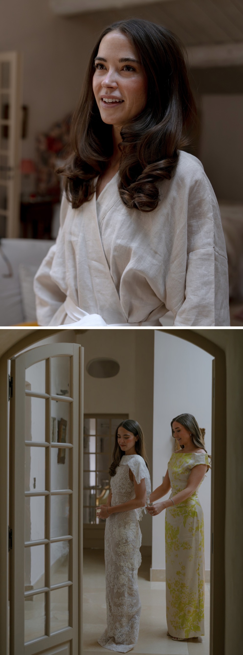 Collage of Abbie getting reading for her wedding.