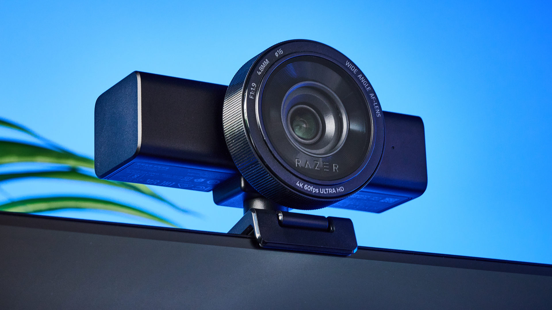 A black Razer Kiyo V2 Pro 4K webcam