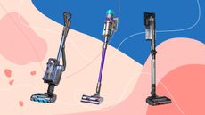 Dyson and Shark vacuum cleaners on Ideal Home style background