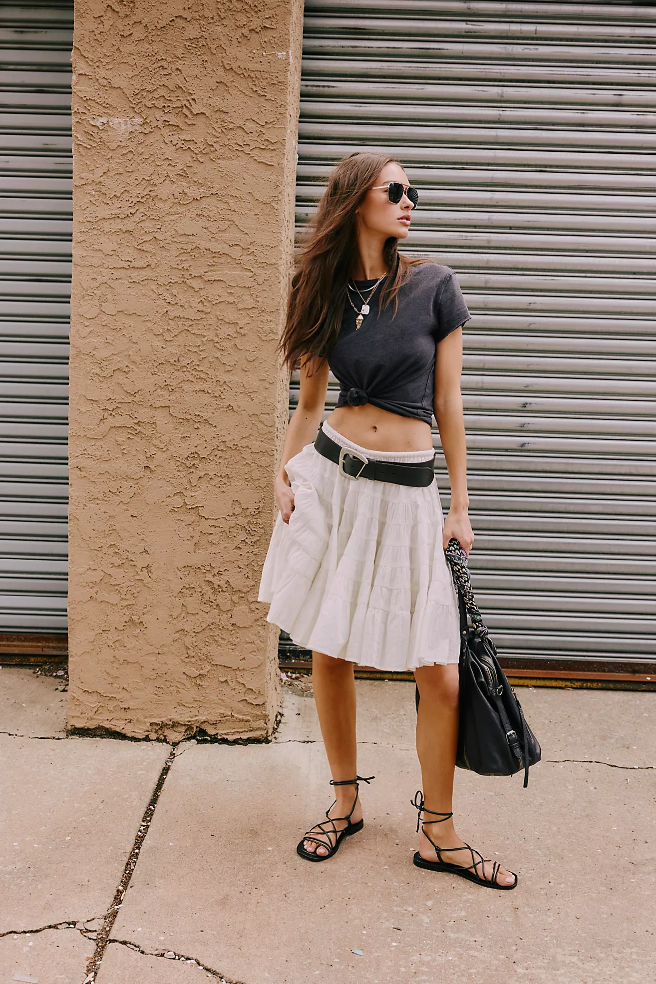 Many Layers Solid Midi Skirt