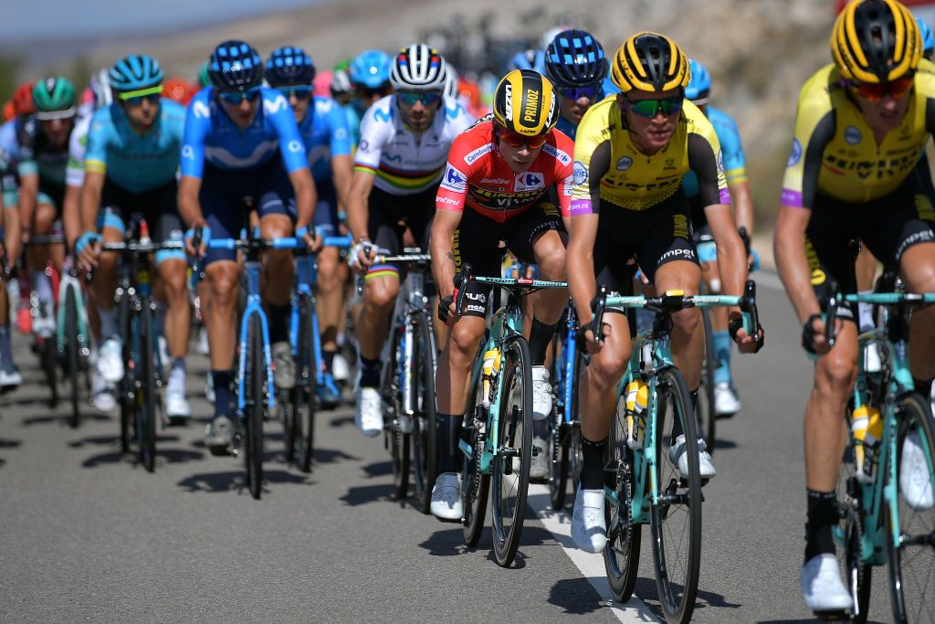 Primoz Roglic (Jumbo-Visma) rides in the peloton