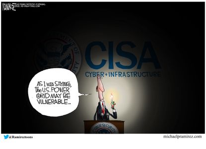 Editorial Cartoon U.S. cisa power grid cyberattack