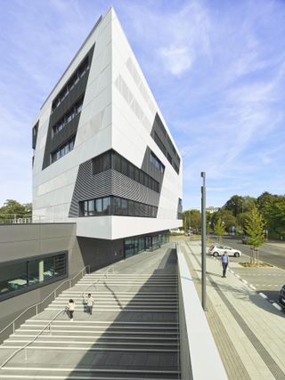 Angular german building in sunshine