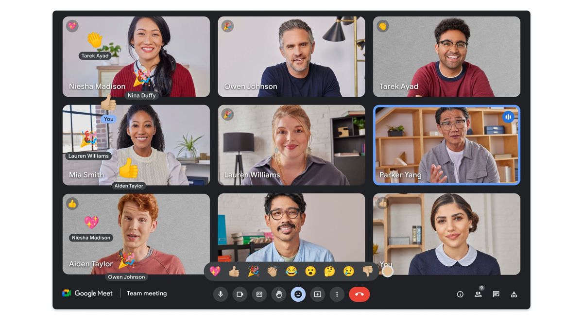 Google Meet&#039;s emoji reactions on desktop