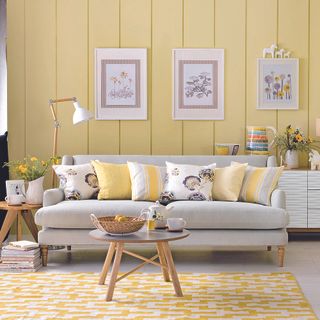 living room with yellow wall