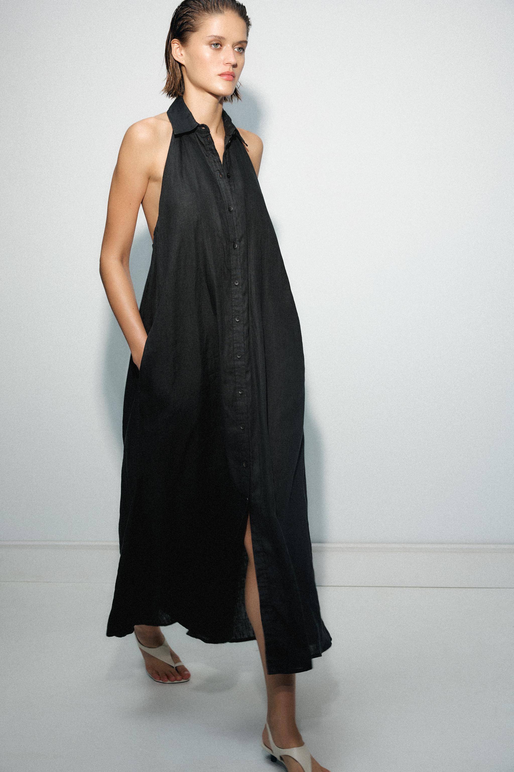 100% Linen Halter Dress Zw Collection