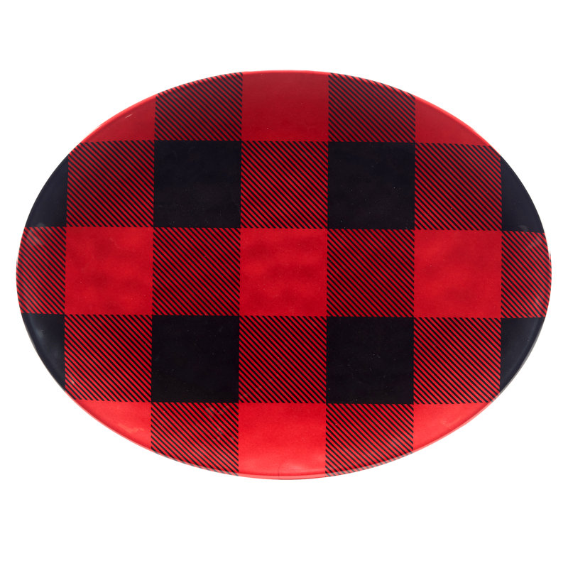 Certified International Red Buffalo Plaid 2pc Platter Set | Wayfair