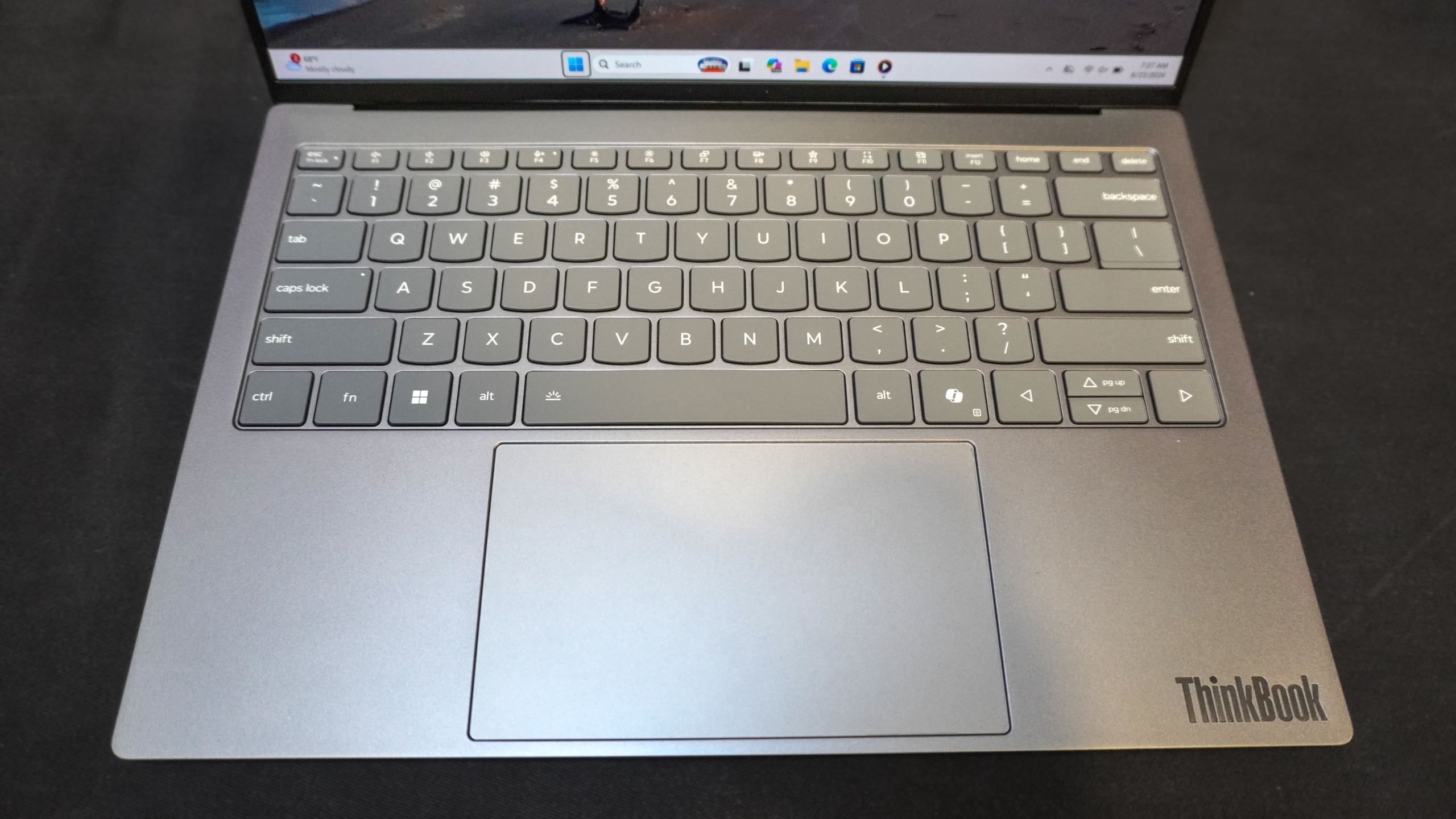 The keyboard and trackpad on the Lenovo Project AeroBlade concept laptop