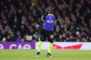 Yves Bissouma of Tottenham Hotspur looks on during the Premier League match between Fulham FC and Tottenham Hotspur at Craven Cottage on January 23, 2023 in London, England.