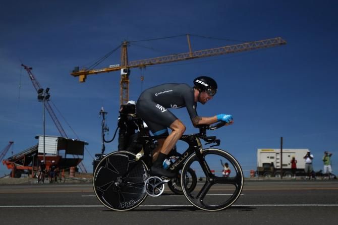 Bradley Wiggins (Team Sky) on his way to winning the Folsom time trial