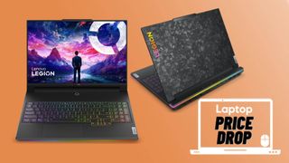 Lenovo Legion 9i gaming laptop with orange background