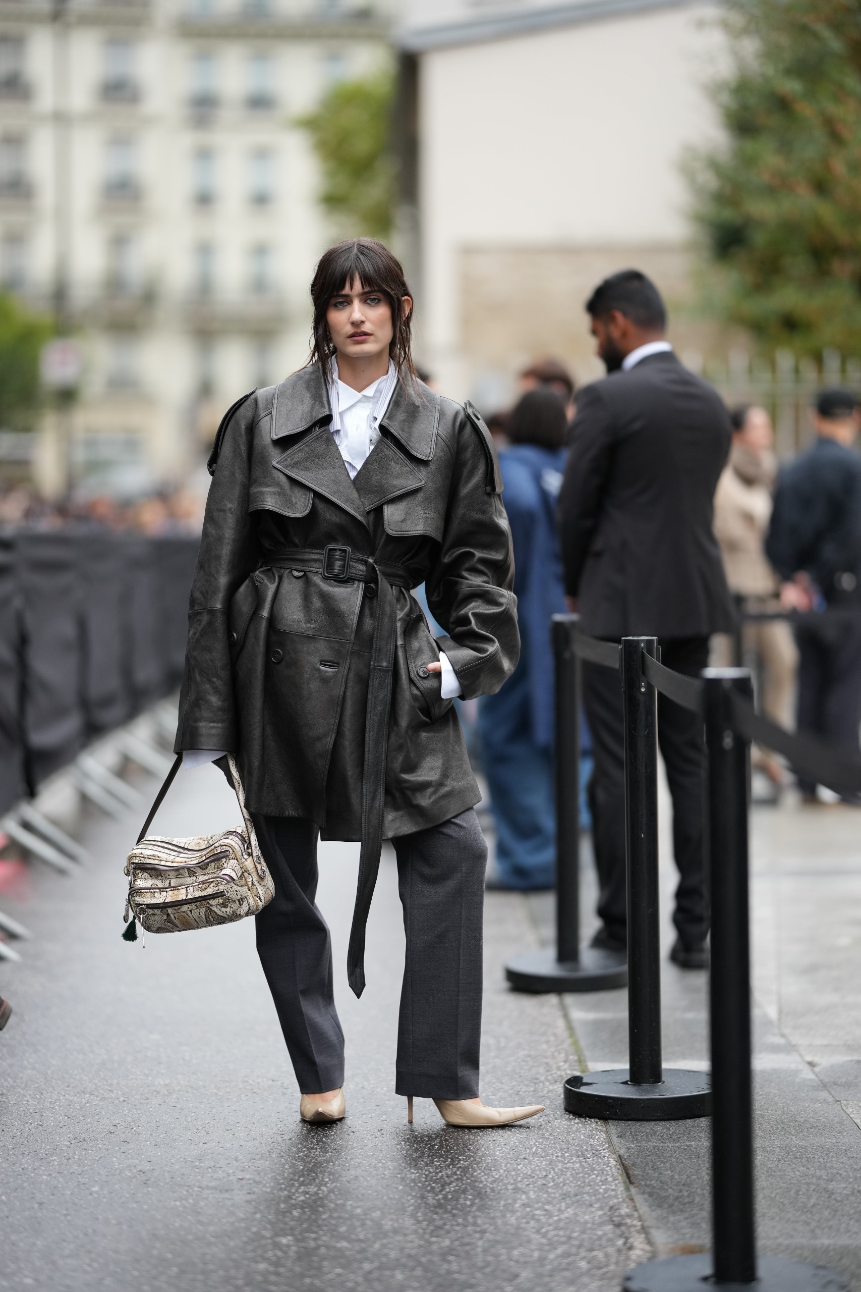 French girls wearing trench coats for fall at Paris Fashion Week