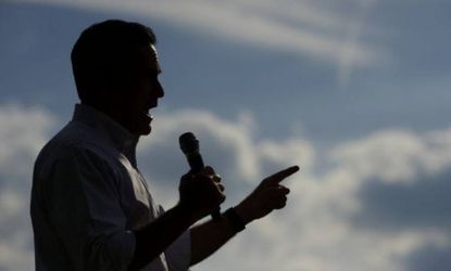 GOP presidential candidate Mitt Romney holds a rally in Cornwall, Pa., on June 16: Romney may be playing it safe by keeping mum on the specifics of his policies, but Americans may grow impati