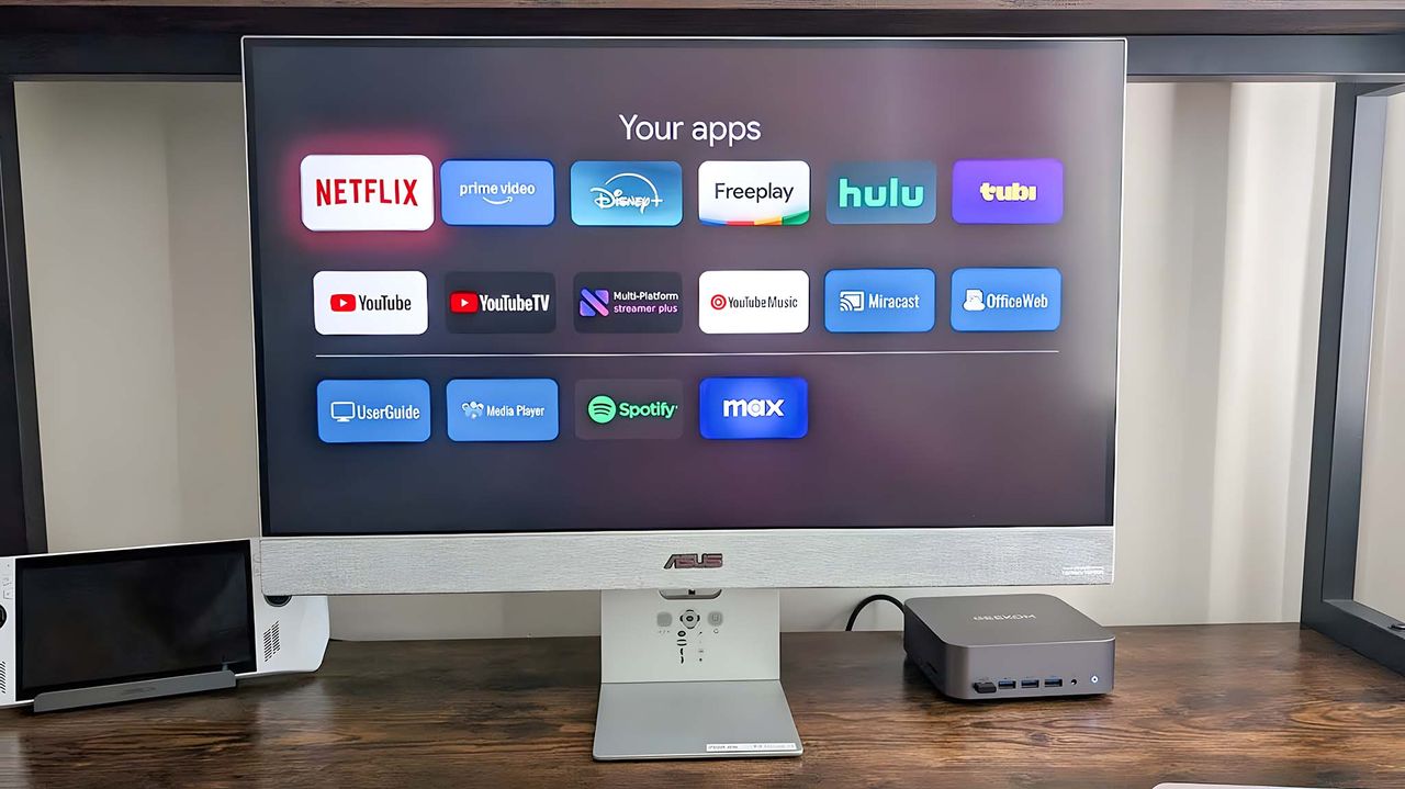 A list of apps available displayed on the ASUS ZenScreen MS27UC Smart Monitor.