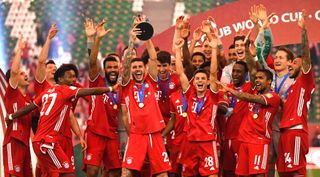 Bayern Munich lifting the Fifa Club World Cup trophy