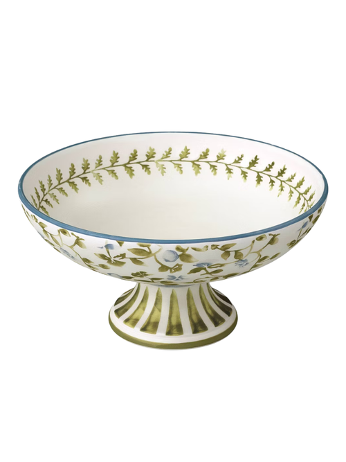 Floral Painted Ceramic Footed Bowl