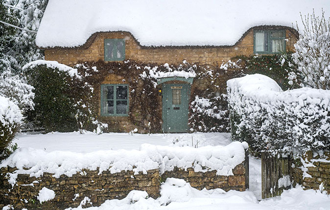 A snowed-in cottage