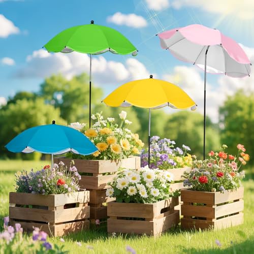 Wyrjxyb 4pack Plant Umbrellas for Outdoor Plants- 66cm Larger Garden Umbrella Sun Shade for Garden Beds Potted Plants-Plant Umbrella Adjustable Height and Angle Plant Shade Cover Umbrellas for Plants