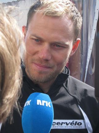 Thor Hushovd (Cervelo TestTeam) speaks to Norwegian TV