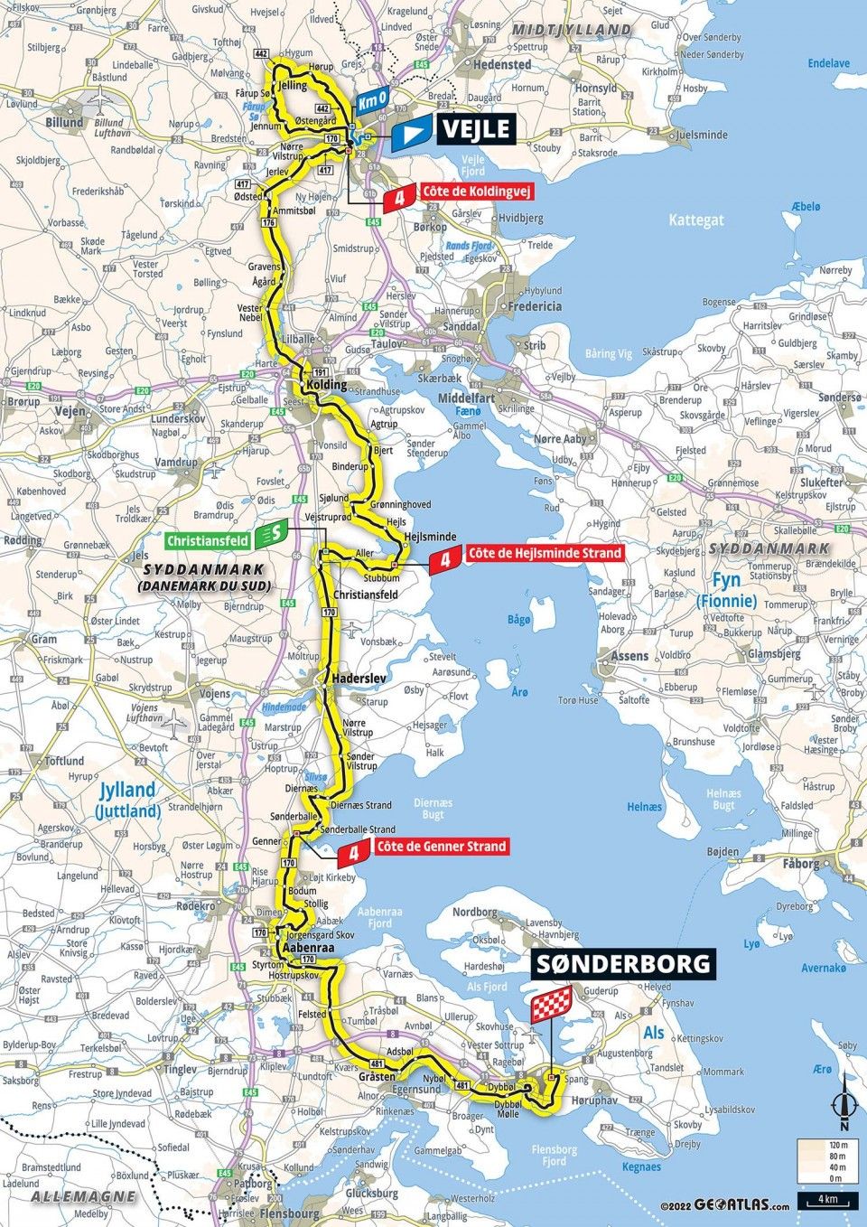 Route map for stage 3 of 2022 Tour de France