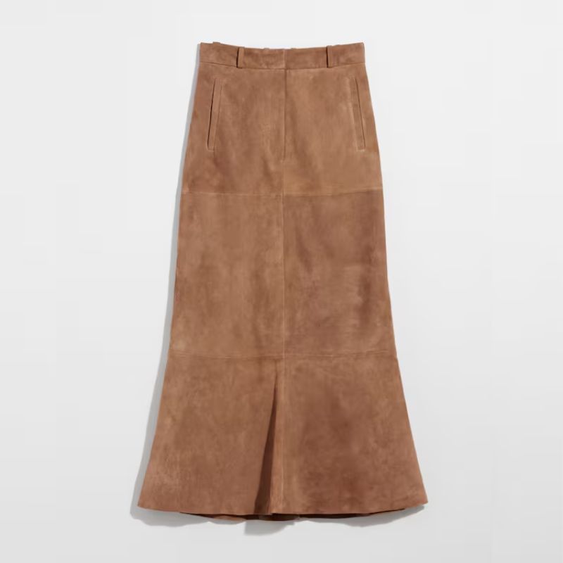 taupe suede skirt