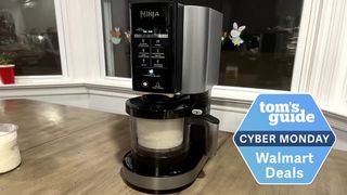 Ninja Creami on a countertop with a Cyber Monday deal block