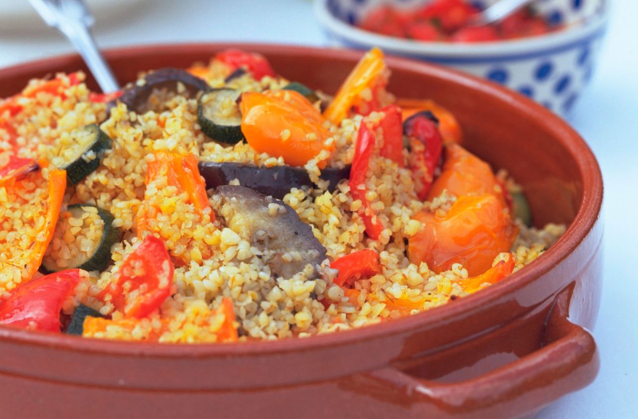 Bulgur wheat and roasted vegetables