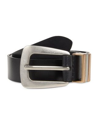 AllSaints, 32mm Mixed-Metal Leather Belt