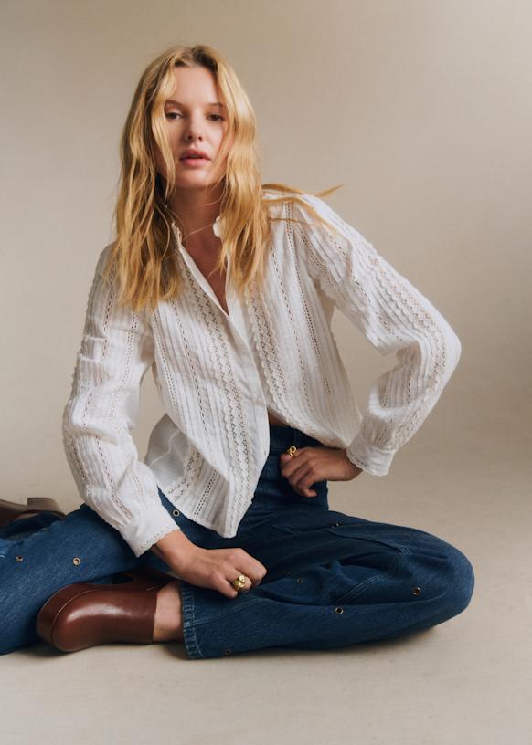 Marilou Shirt - Embroidered Ecru  - Organic Cotton - Sézane