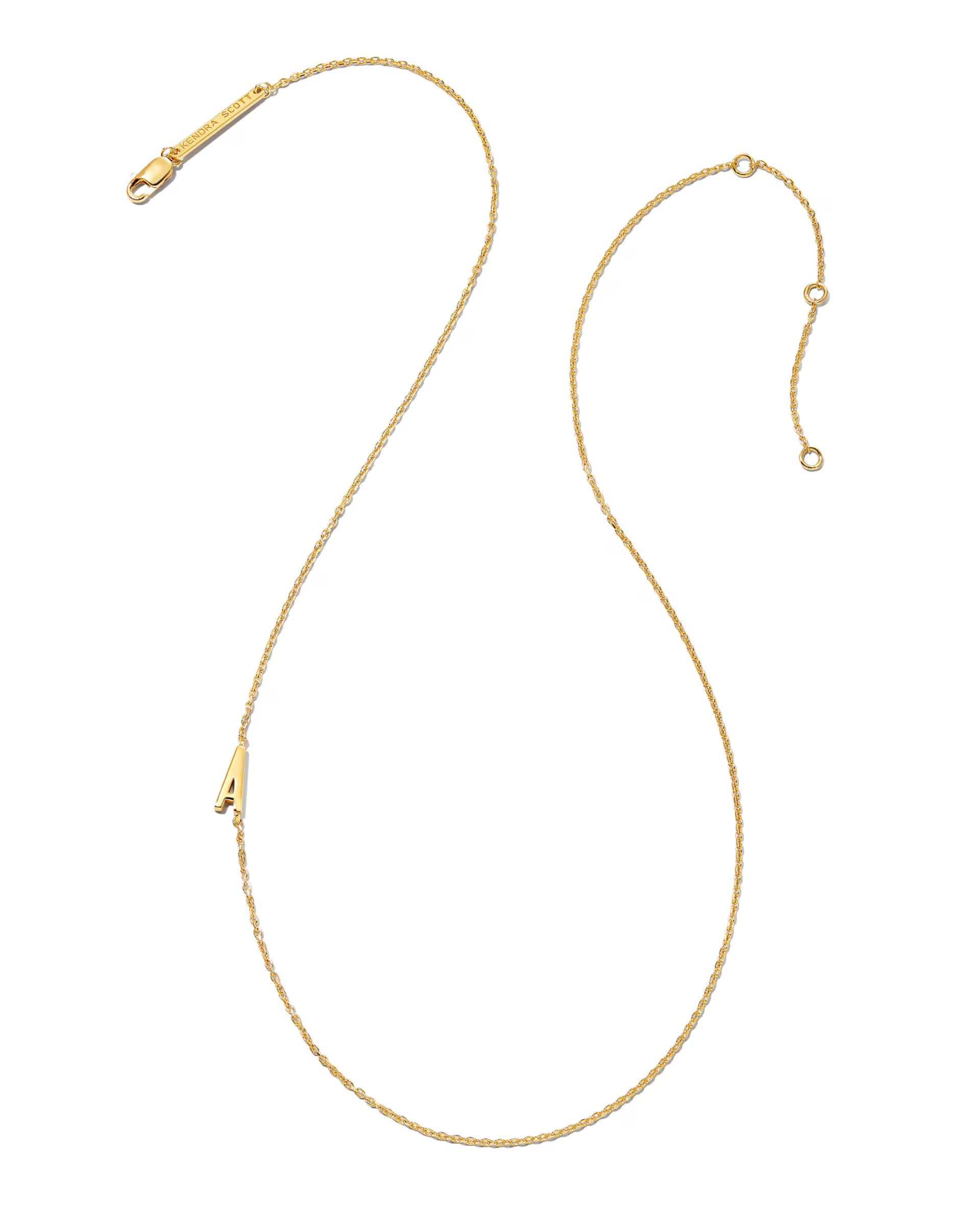 Letter a Inline Initial Necklace in 18k Gold Vermeil