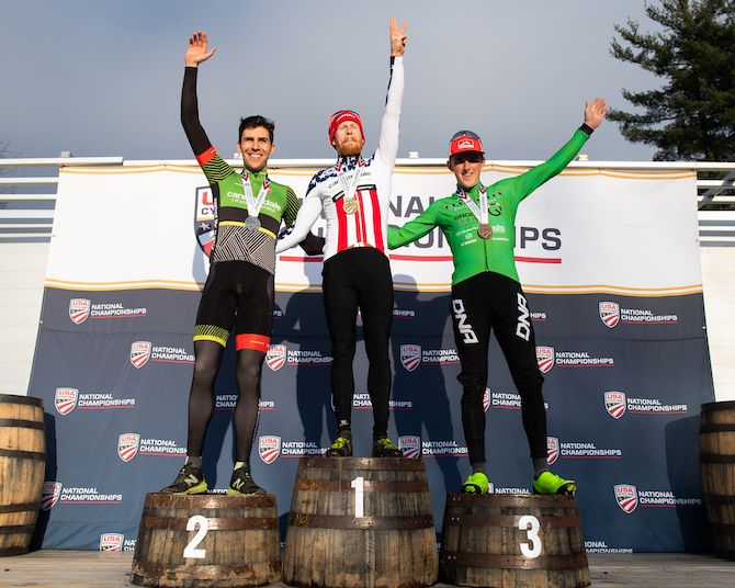 Curtis White, winner Stephen Hyde and Gage Hecht on the podium