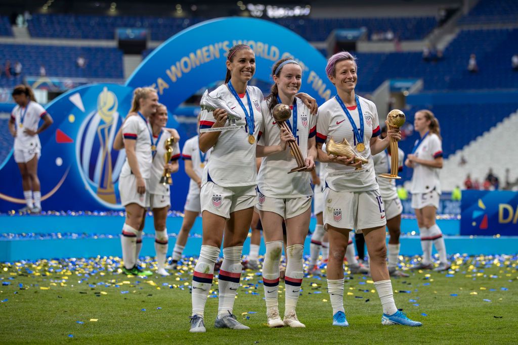 Megan Rapinoe, Alex Morgan, and Rose Lavelle.