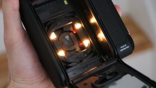 Close up of the Fujifilm Instax Mini 99 internal lights