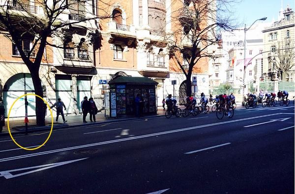 The riders are about to hit the un-protected medal poles