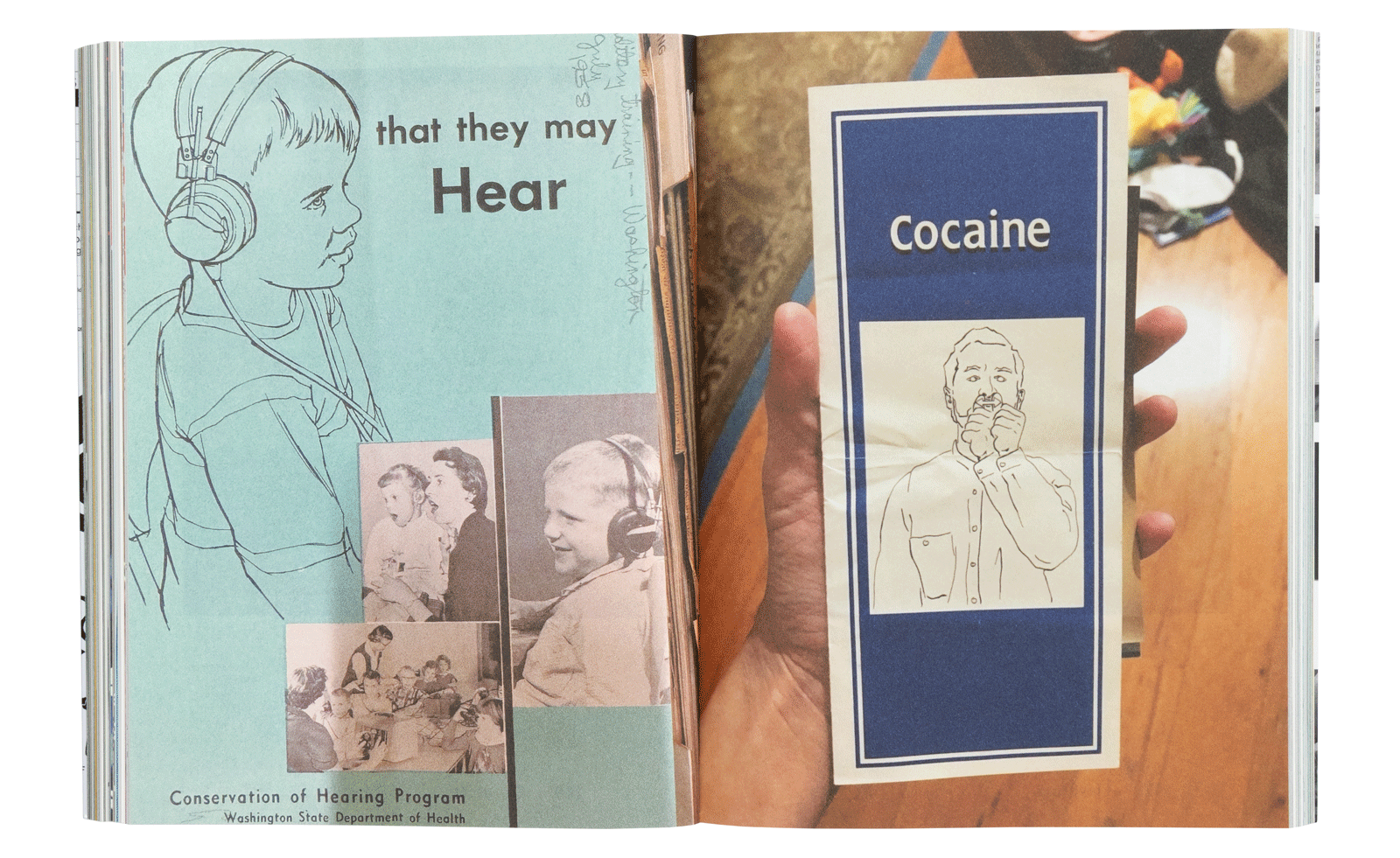 spreads from Christine Sun Kim's book, ' Deaf Material'