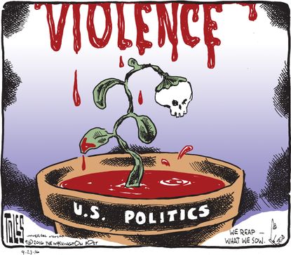 Political cartoon U.S. politics violence