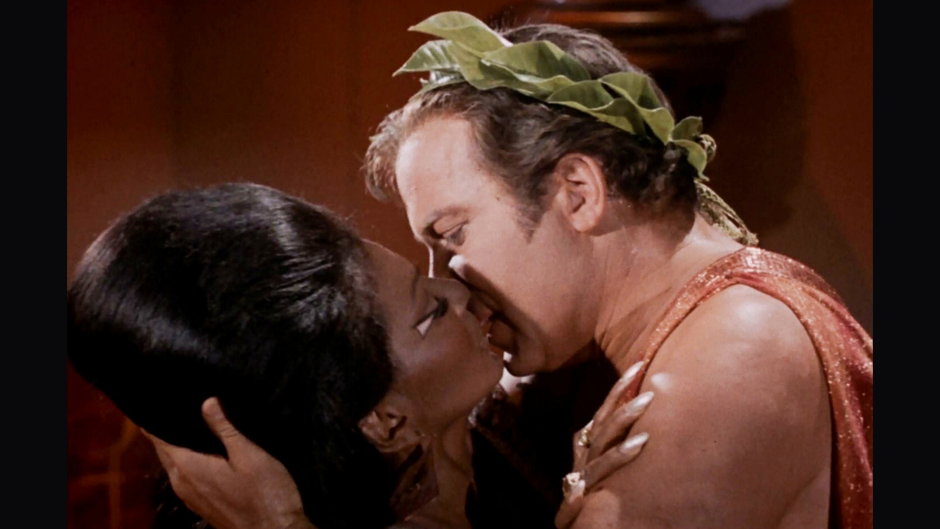 Nichelle Nichols as Uhura and William Shatner as Captain James T. Kirk in the STAR TREK episode, &amp;quot;Plato's Stepchildren.&amp;quot; Original air date, November 22, 1968. Season 3, episode 10. Image is a screen grab. Copyright &amp;copy; 1966 CBS Broadcasting Inc. All Rights Reserved. Credit: CBS Photo Archive.
