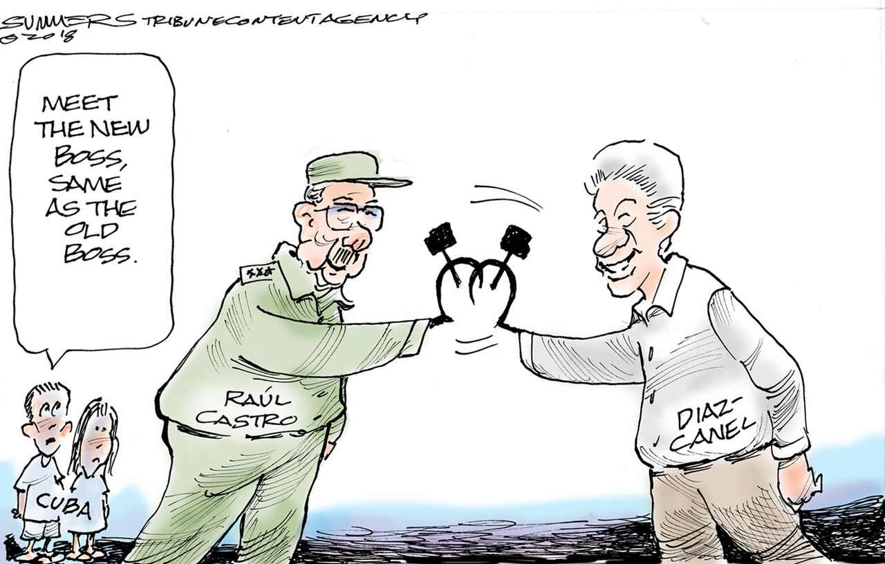 Political cartoon U.S. Cuba Raul Castro Diaz-Canel communism