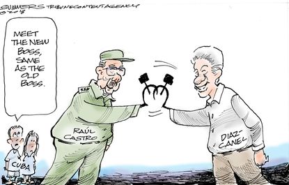 Political cartoon U.S. Cuba Raul Castro Diaz-Canel communism