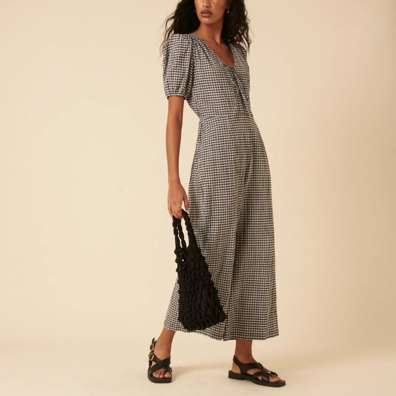 Nobody's Child , Black Gingham Tie Front Jumpsuit