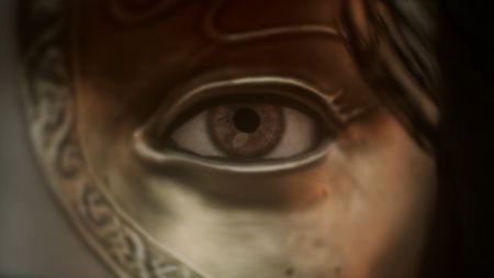 Mortal Shell 2 character close up on golden eye