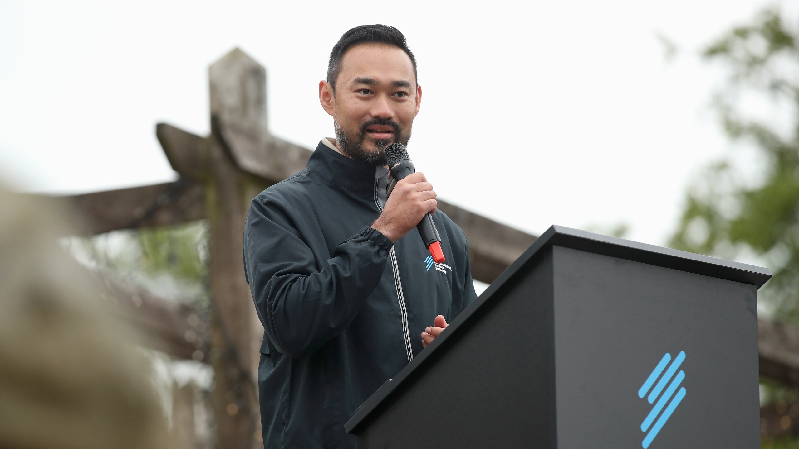 Asian Tour CEO Cho Minn Thant during the prize giving ceremony following day four of the International Series England at Slaley Hall on June 05, 2022.