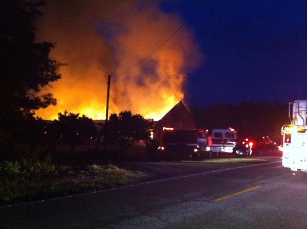 Mount Zion AME Church on fire.