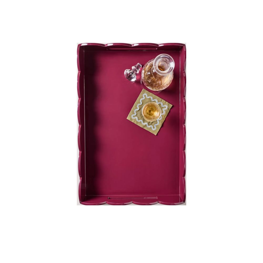 Dark red scallop tray