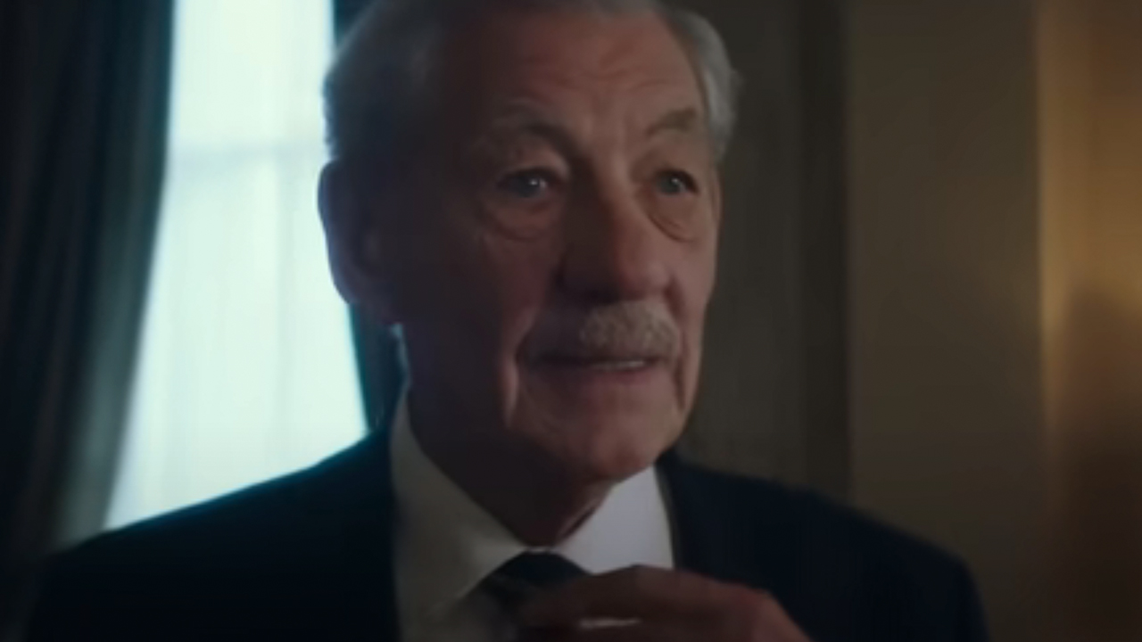 A close up of Ian McKellen in a suit in The Good Liar