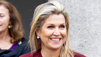 Queen Maxima’s take on autumnal berry tones at latest engagement. Seen here she attends the award ceremony of the Prince Bernhard Culture Foundation Award 2021