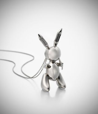 Small platinum rabbit on a necklace