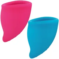 blue and pink Fun Factory Fun Cup Explore Kit  menstrual cups