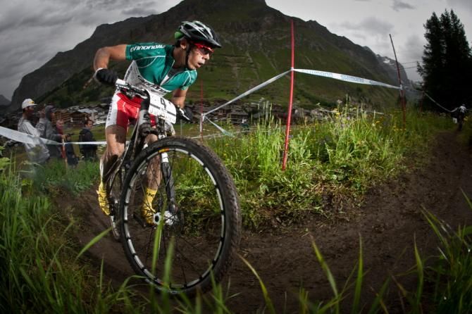 Italian Marco Aurelio Fontana fights for his first World Cup win in Val d'Isere in France. He didn't get it this season.